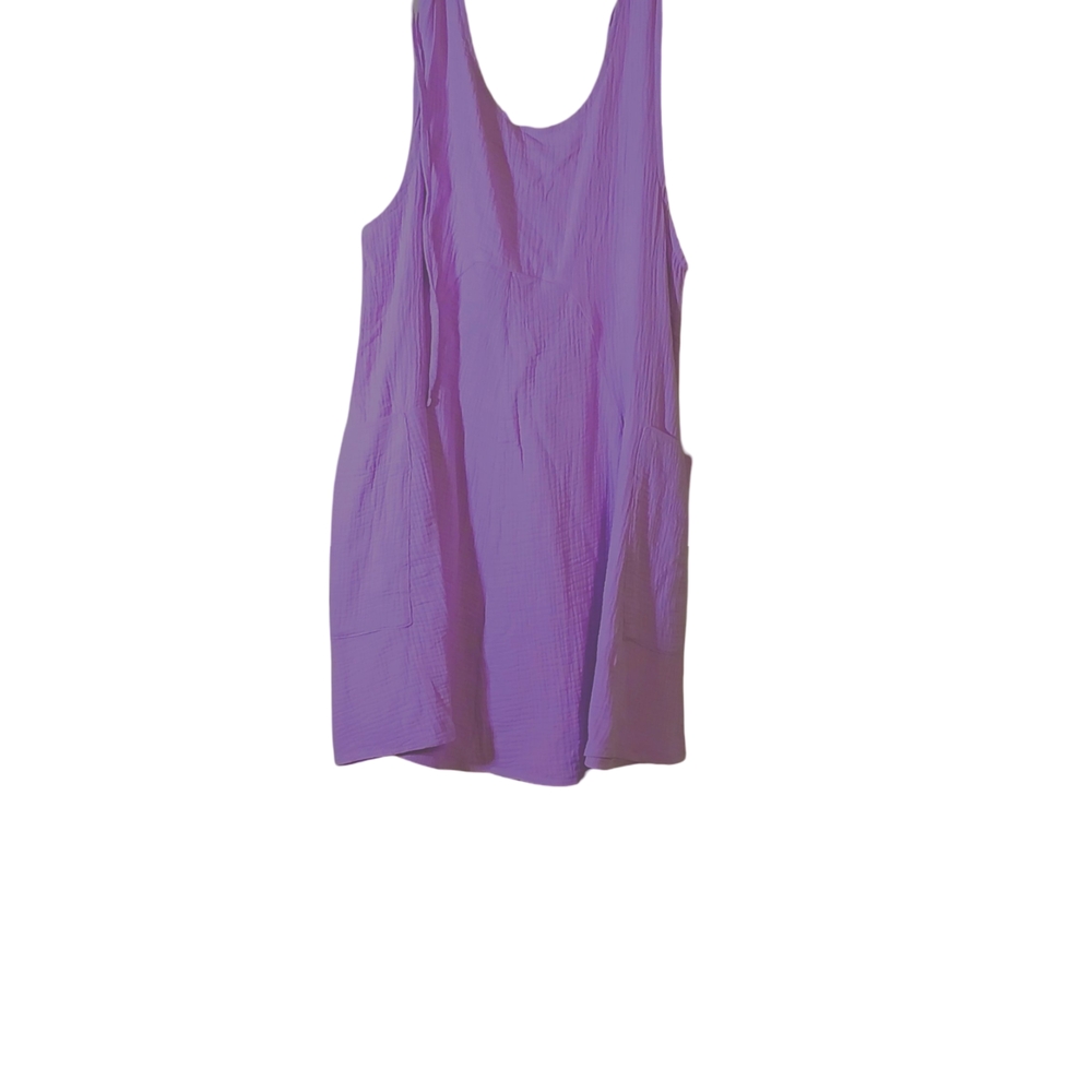 Purple Sleeveless %100 Cotton Tank Dress